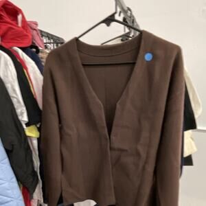 Women’s Knit V-Neck Cardigan Sweater Button-Front Long Sleeve Brown Size L